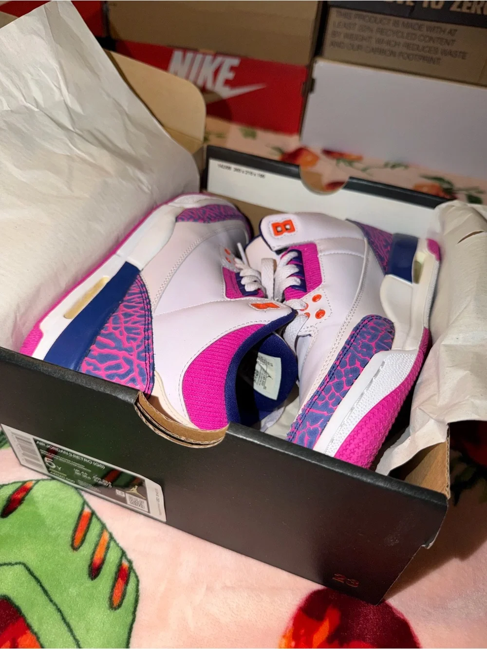 Jordan 3 Retro Barely Grape (GS) 5Y Like New In Box Girls Shoes Sneakers